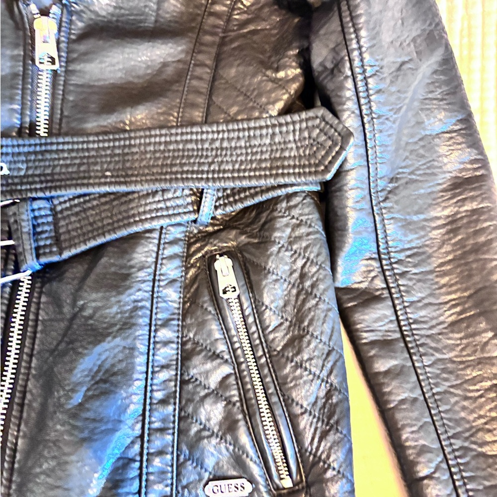 Guess Midnight Black Leather Outerwear - Picture 9 of 16